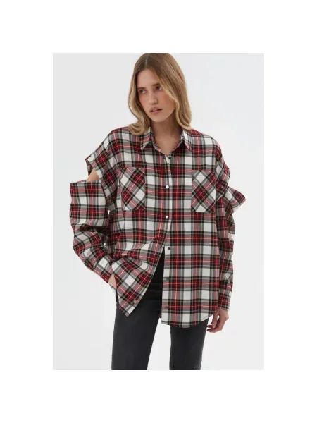 Сорочка червоно-сіра Estro сіра