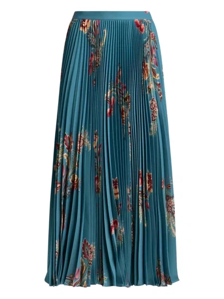 Fusta plisata Etro cu model floral cu imagine plisată albastru