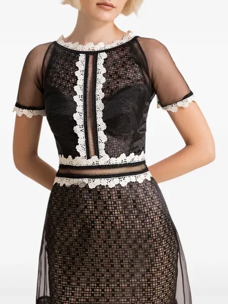 Rochie maxi Gemy Maalouf din dantelă negru