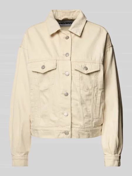 Kurtka Trucker Jacket z z wypustką Review biała