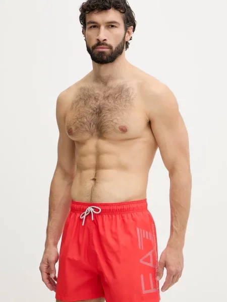 Emporio Armani kopalne kratke hlače rdeča