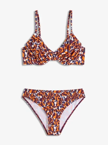 Bikini na fiszbinach 2 części z wysokim wycięciem nogawek fioletowe