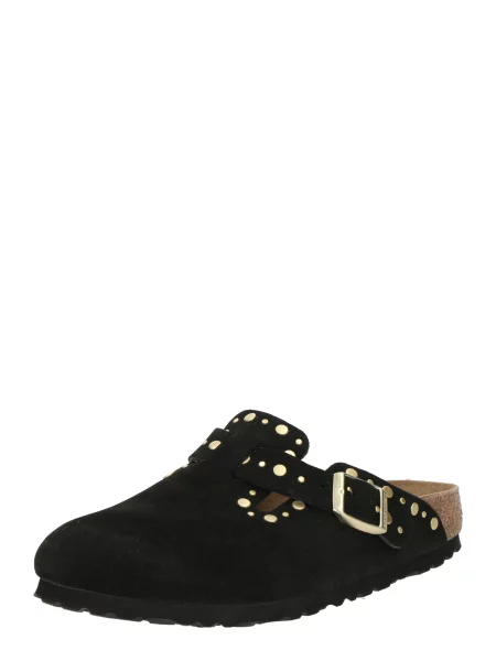 Birkenstock papuci din piele Boston Rivet negru