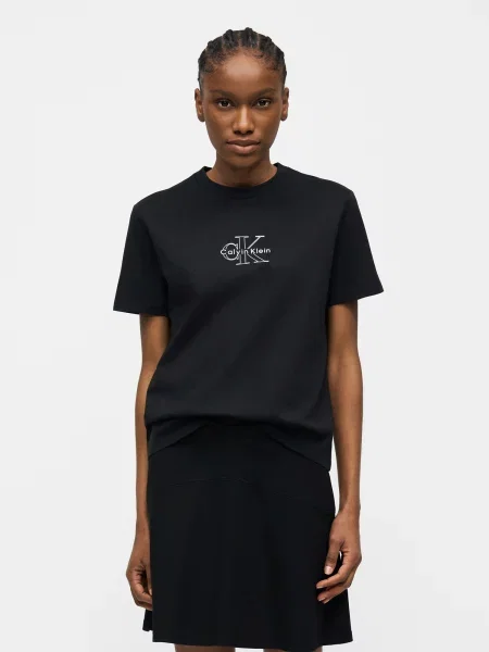 Calvin Klein Jeans Majica CLASSIC SEASONAL črna bela
