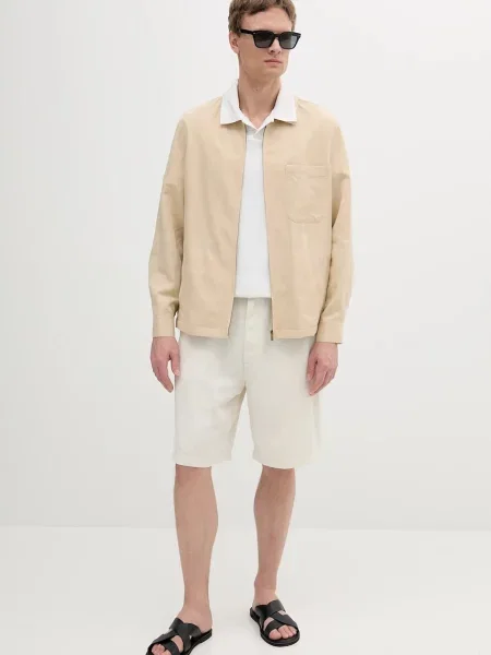 Marciano Guess kurtka z domieszką lnu przejściowa beżowy