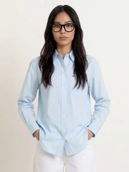 Tommy Jeans Košilová Halenka tmavě modrá