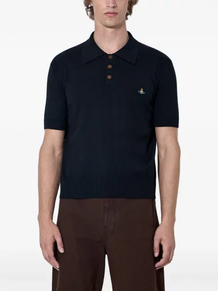 Tricou polo Vivienne Westwood cu broderie negru