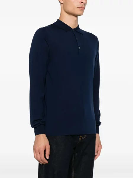 Tricou polo Aspesi de lână albastru