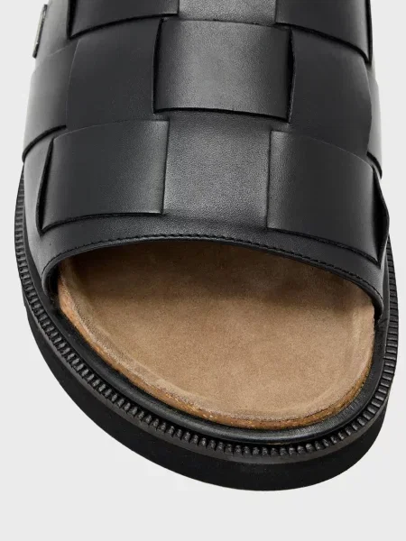 Кожаные шлепанцы Allsaints черные