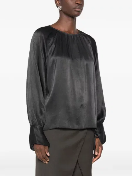 Top Dixie din satin cu legături negru