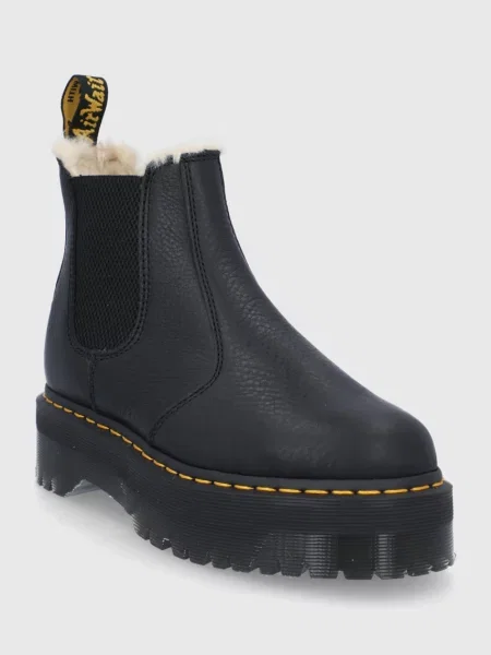Dr. Martens Sztyblety skórzane Quad FL na platformie ocieplone czarny