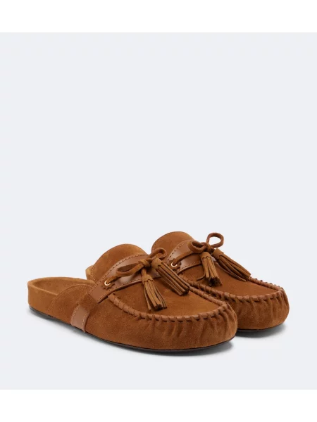 Papuci tip mules Isabel Marant din piele de căprioară maro