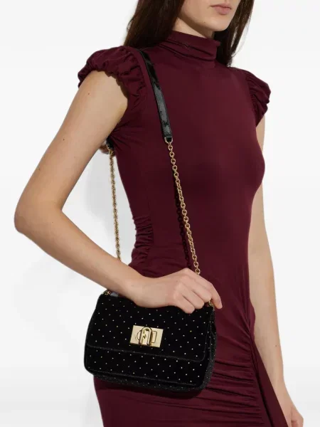 Geantă Furla de catifea negru