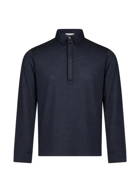 Lung tricou polo Manifatture Del Nord albastru