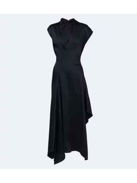 Rochie midi Victoria Beckham din satin drapată albastru