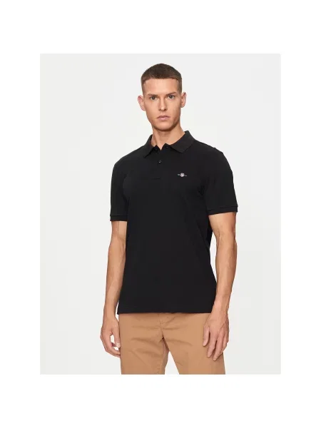 Gant Polo majica Shield Slim Fit črna