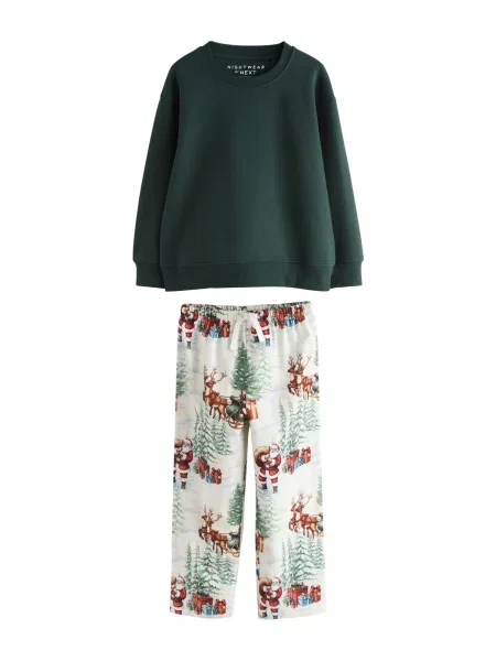 Next Pijamale albastru deschis / verde pin / roșu / murdar alb