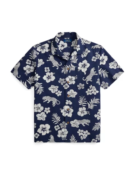 Polo Ralph Lauren Cămașă albastru închis / alb violet