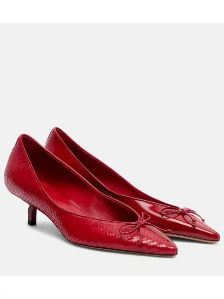 Usnjene salonarji Jacquemus s kačjim vzorcem rdeča