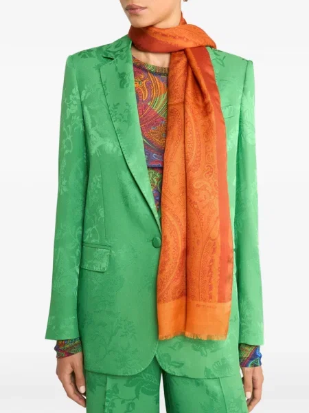 Fular Etro cu model paisley portocaliu