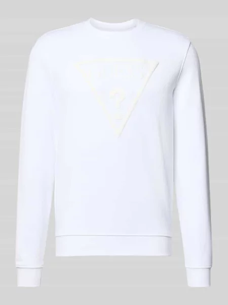 Bluza dresowa w kroju regular fit z detalem logo model Audley' Guess biała