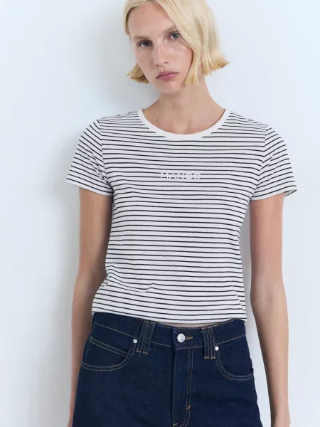 Футболка MANGO білий/синій біла