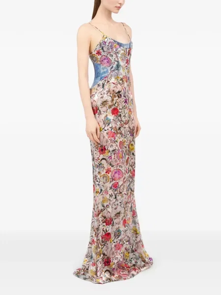 Rochie Roberto Cavalli cu model floral cu imagine de costum