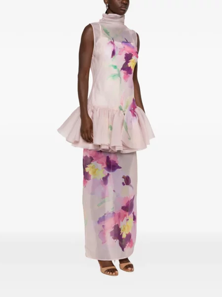 Rochie Aje cu model floral cu imagine roz