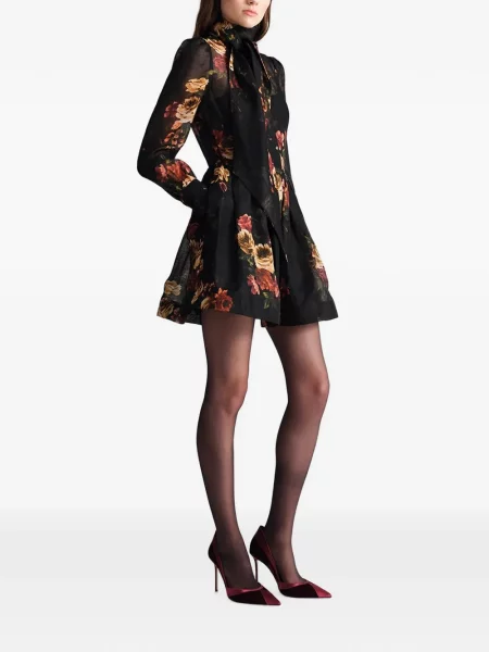 Rochie mini Cara Cara cu model floral cu imagine negru