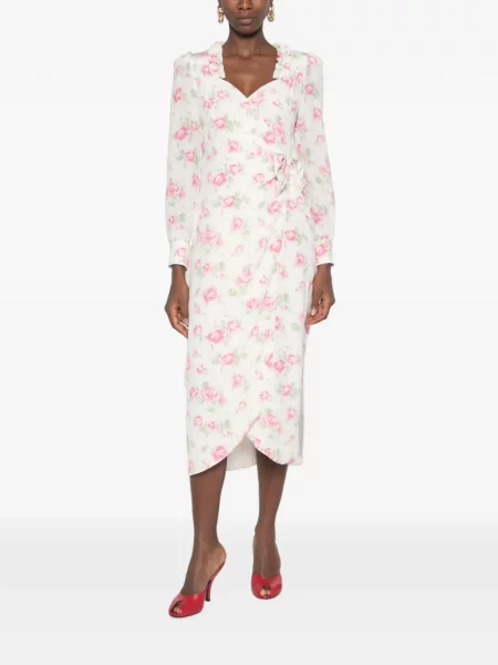 Rochie midi Alessandra Rich cu model floral cu imagine alb