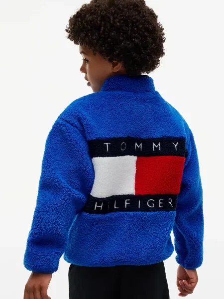Tommy Hilfiger hanorac cu pentru copii din polar albastru