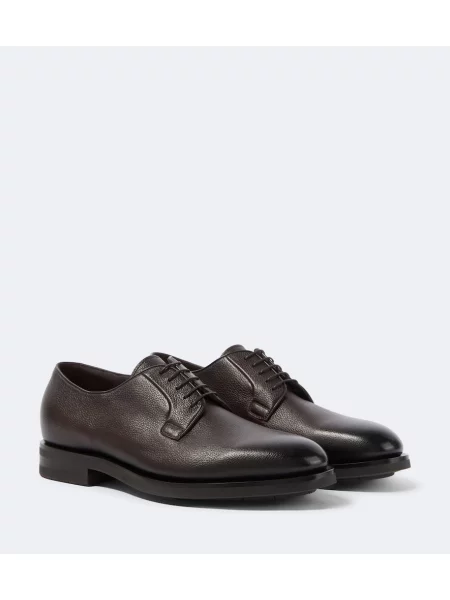 Pantofi derby Santoni din piele maro
