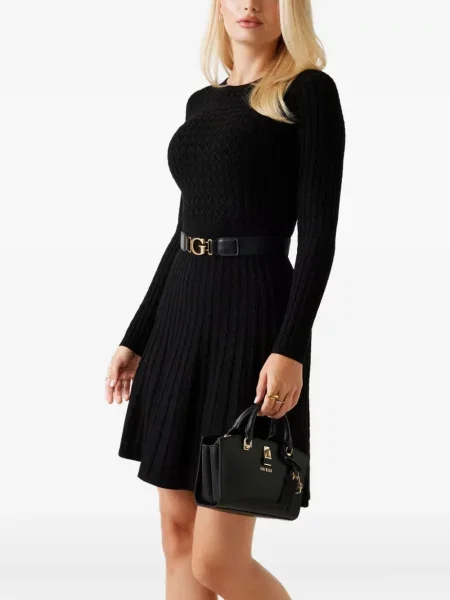 Cu centură rochie Guess tricotate negru