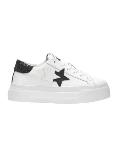 Sneakersy 2star skórzane na platformie eleganckie białe