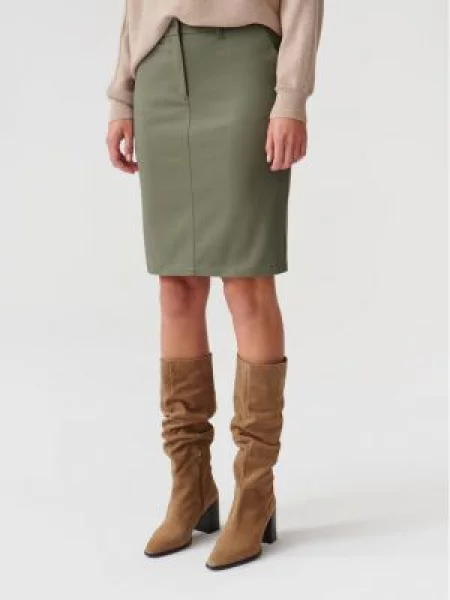 Tatuum Pouzdrová sukně Fili Khaki Slim Fit