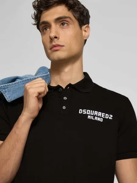 Koszulka polo o kroju regular fit z bawełny Dsquared2 czarna