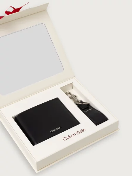 Calvin Klein pénztárca és kulcstartó férfi bőr fekete