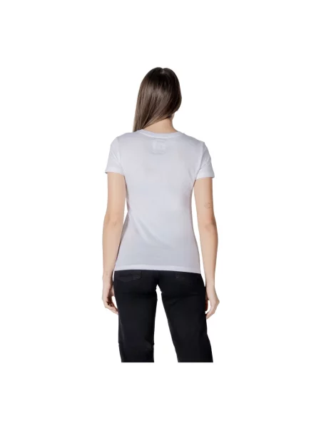Krótka koszulka Armani Exchange z krótkim rękawem z okrągłym dekoltem biała