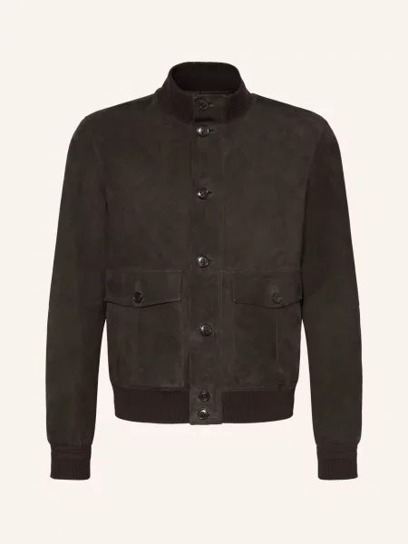 Zegna Skórzana Kurtka braun