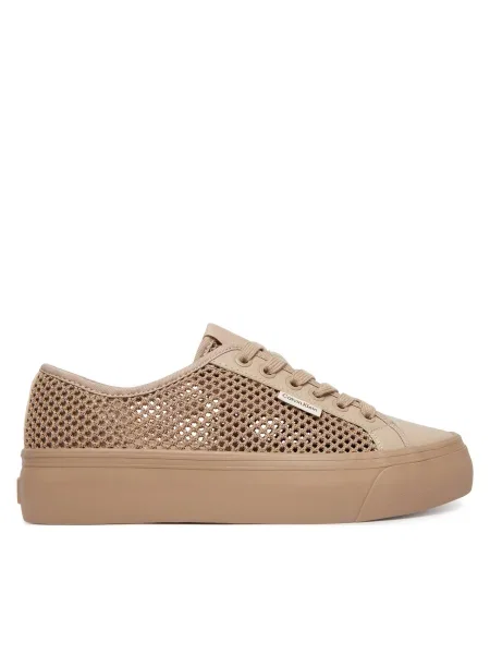 Sneakersy Calvin Klein Vulc Flatf Lace Up Lin Mesh béžová