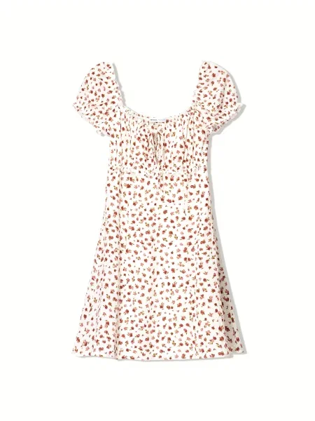 Bershka Obleka temno rdeča / off-bela bela