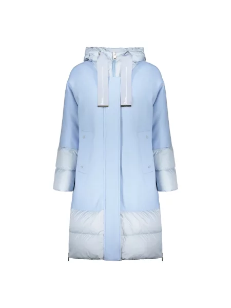 Lniana kurtka puchowa Herno niebieska