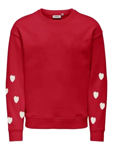 ONLY GIRLS Pulover Marisa Teddy Heart' roșu