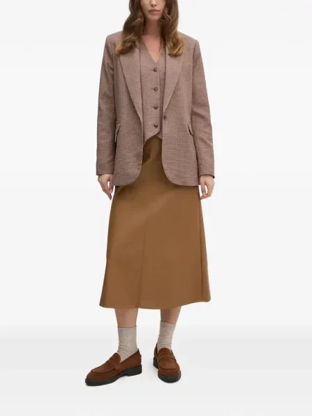 Prsluk La Petite Française s V-izrezom s houndstooth uzorkom smeđa