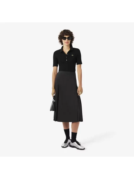 Lacoste Ażurowa Koszulka Polo Slim Fit Z Dzianiny Pointelle czarna