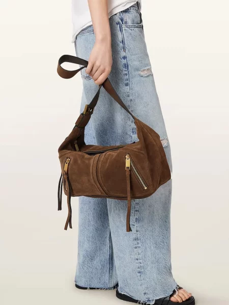 Замшевая сумка хобо Allsaints