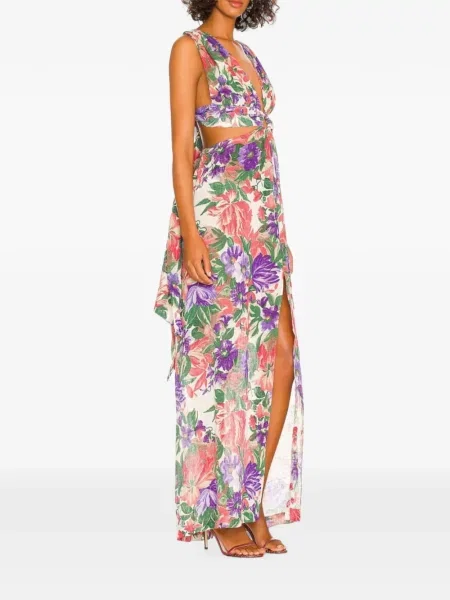 Rochie maxi Jbq cu model floral cu imagine alb