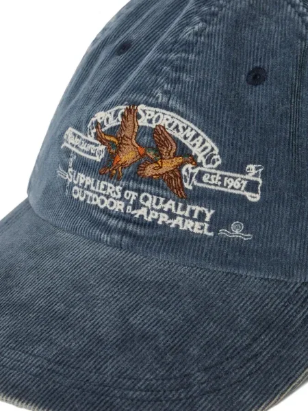 Карирана шапка с козирки Polo Ralph Lauren с V-образно деколте с автограф синьо