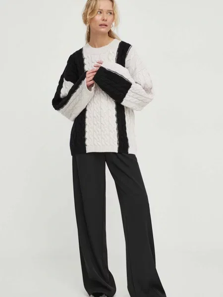 Herskind pulover de lana femei călduros cu turtleneck bej