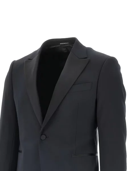 Сатенен костюм Emporio Armani с ревер синьо
